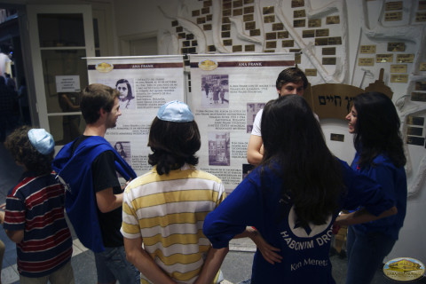 Jóvenes en galería fotográfica del Holocausto